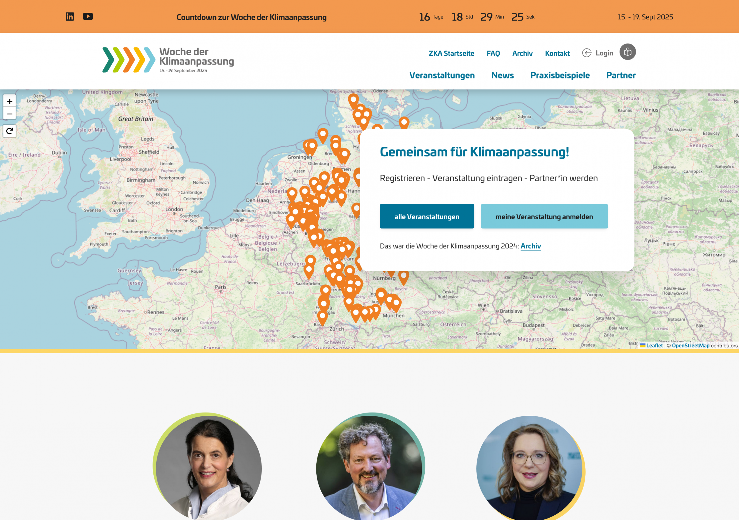 Screen Startseite, Website der Woche der Klimaanpassung 2025
