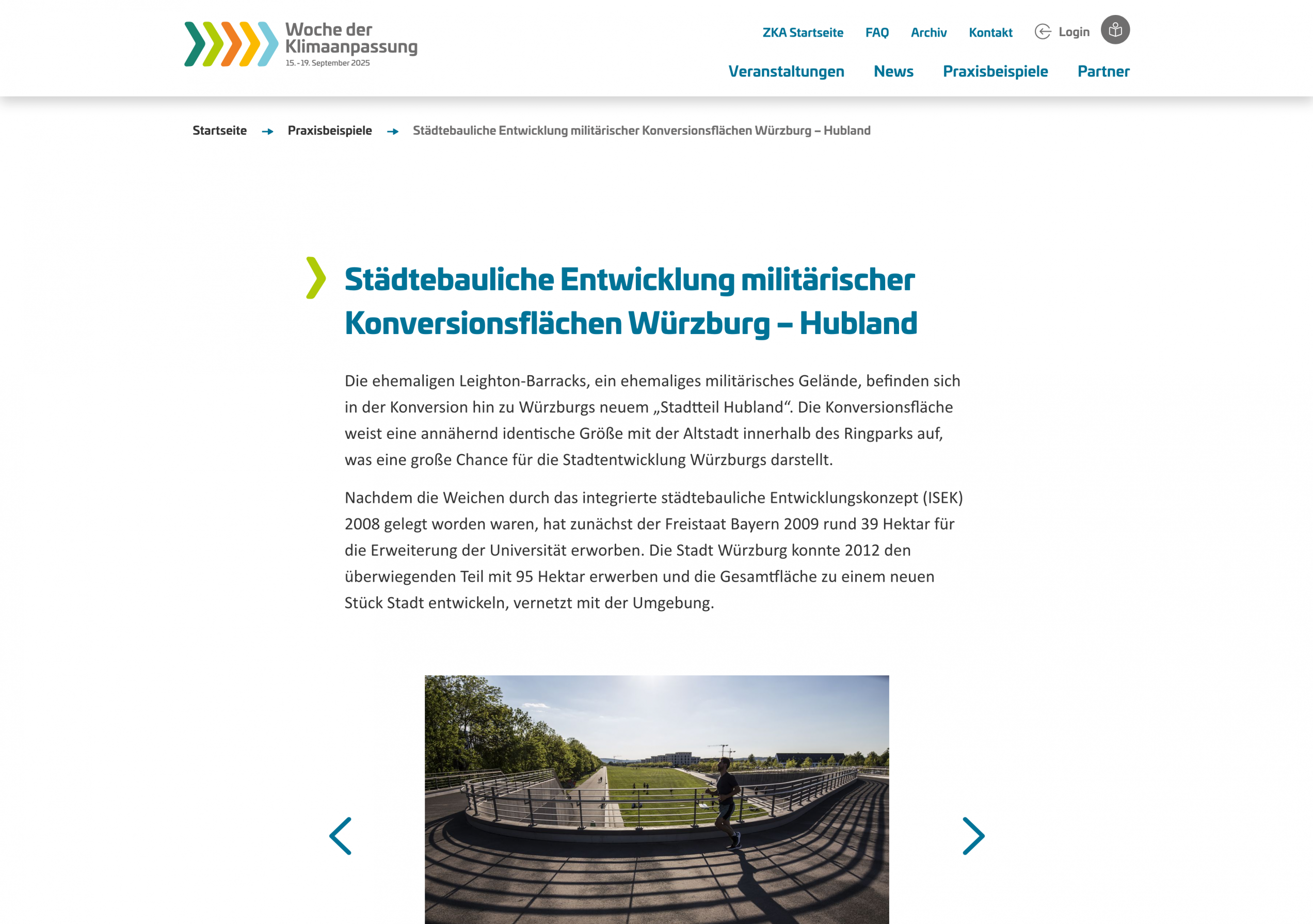 Screen Praxisbeispiele, Website der Woche der Klimaanpassung 2025