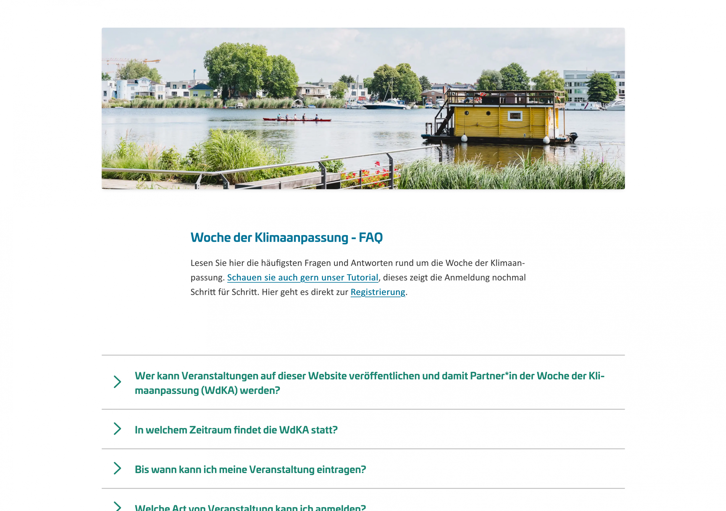 Screen FAQ, Website der Woche der Klimaanpassung 2025