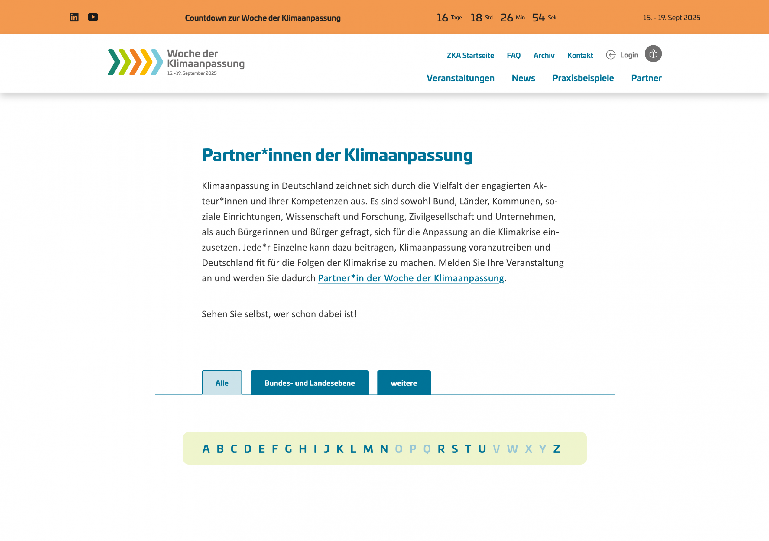 Screen Partner, Website der Woche der Klimaanpassung 2025