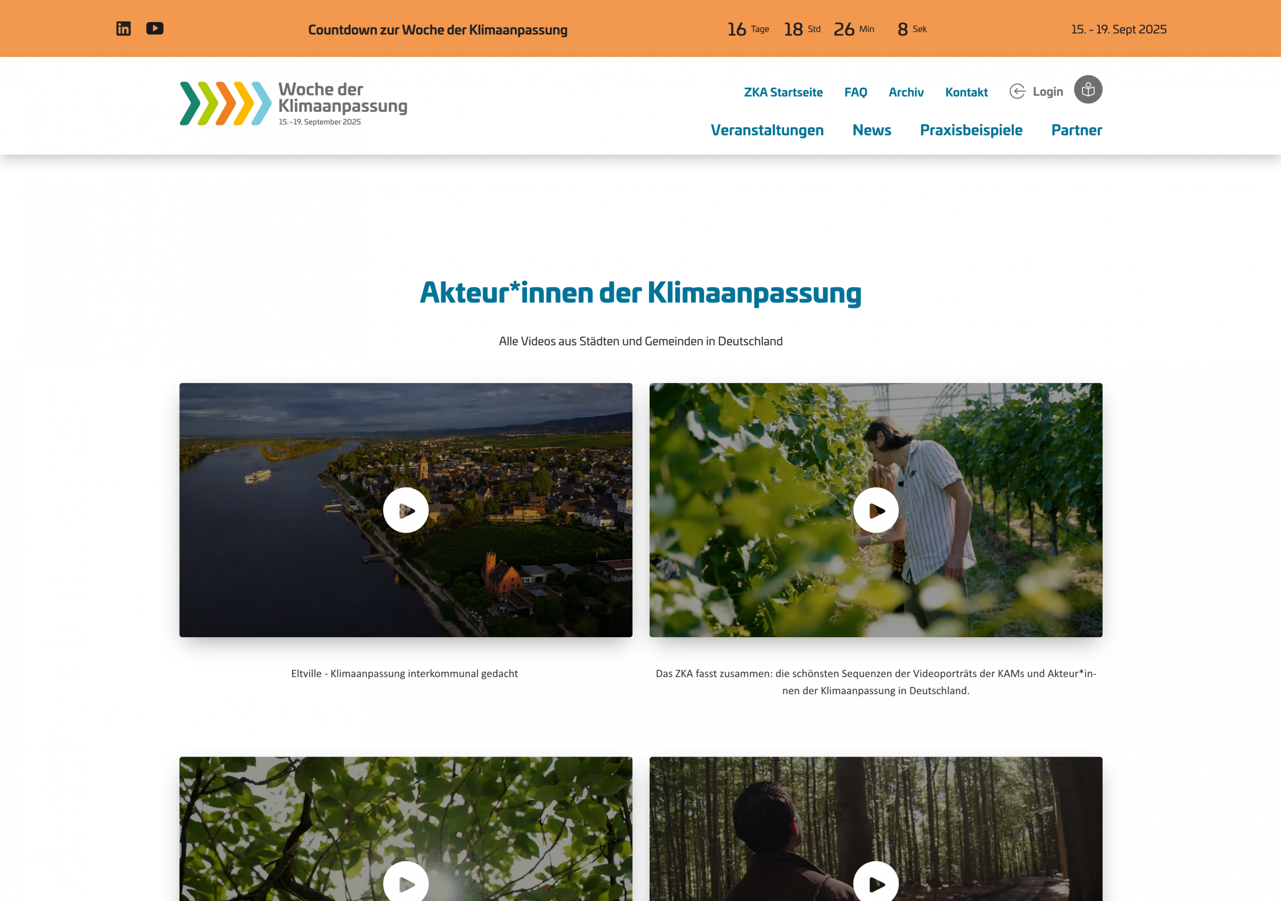 Screen Videos, Website der Woche der Klimaanpassung 2025