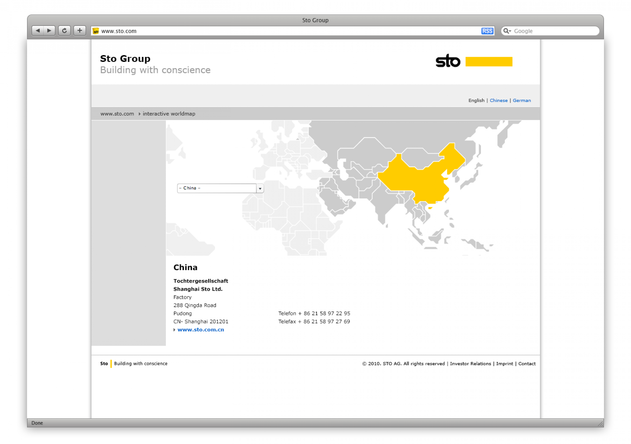Sto International Website