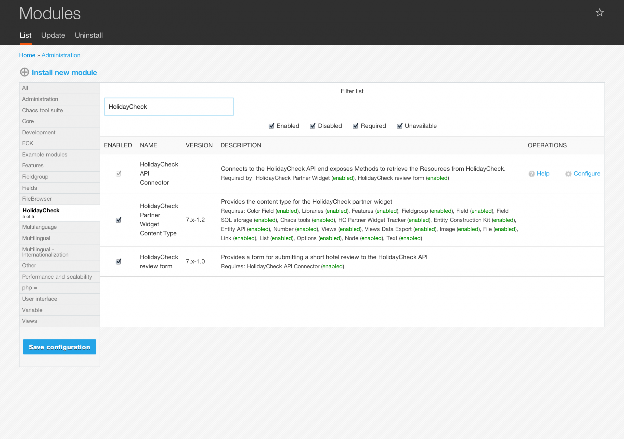 Screenshot: Backend-Ansicht des Partner Widget Screenshot: Backend-Ansicht des Partner Widget