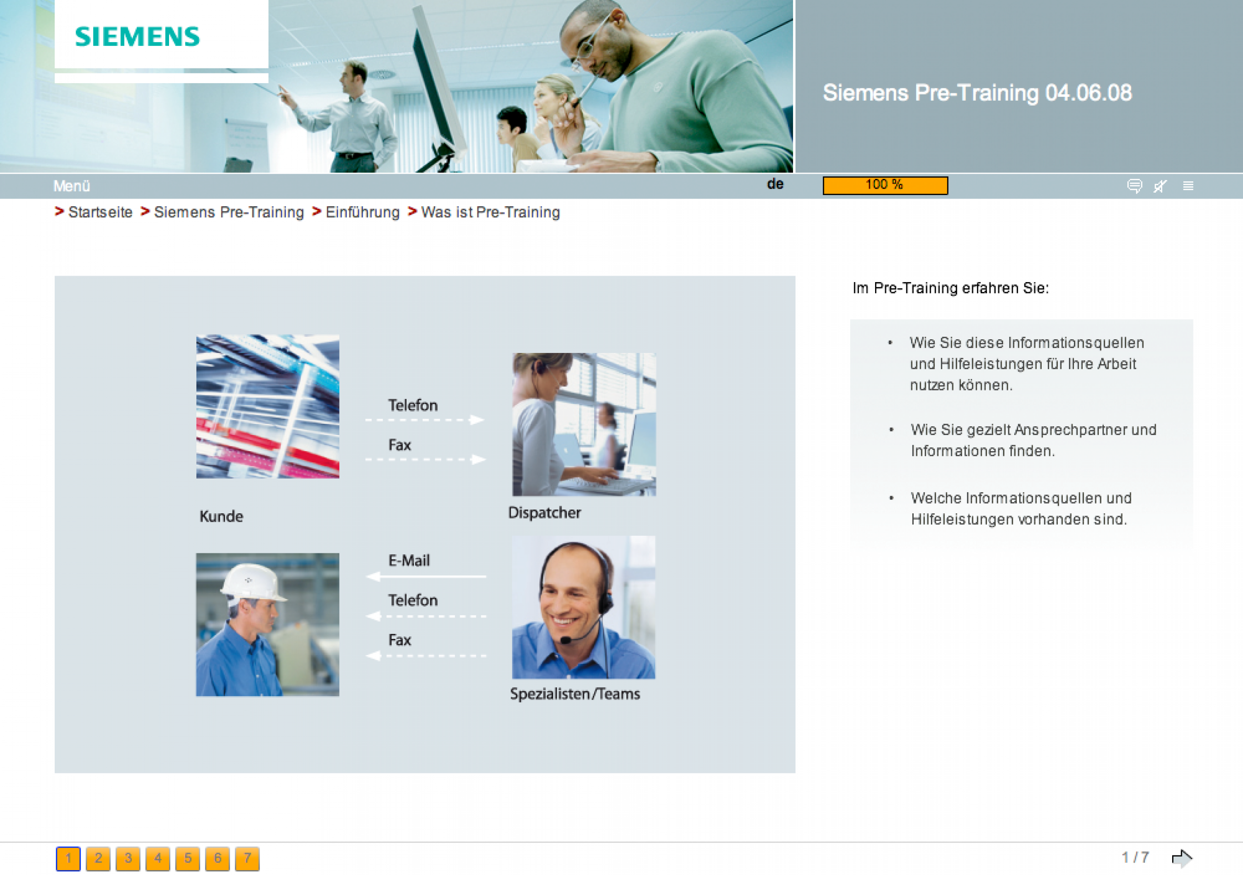 Screen Design und Programmierung für Siemens Pre-Training