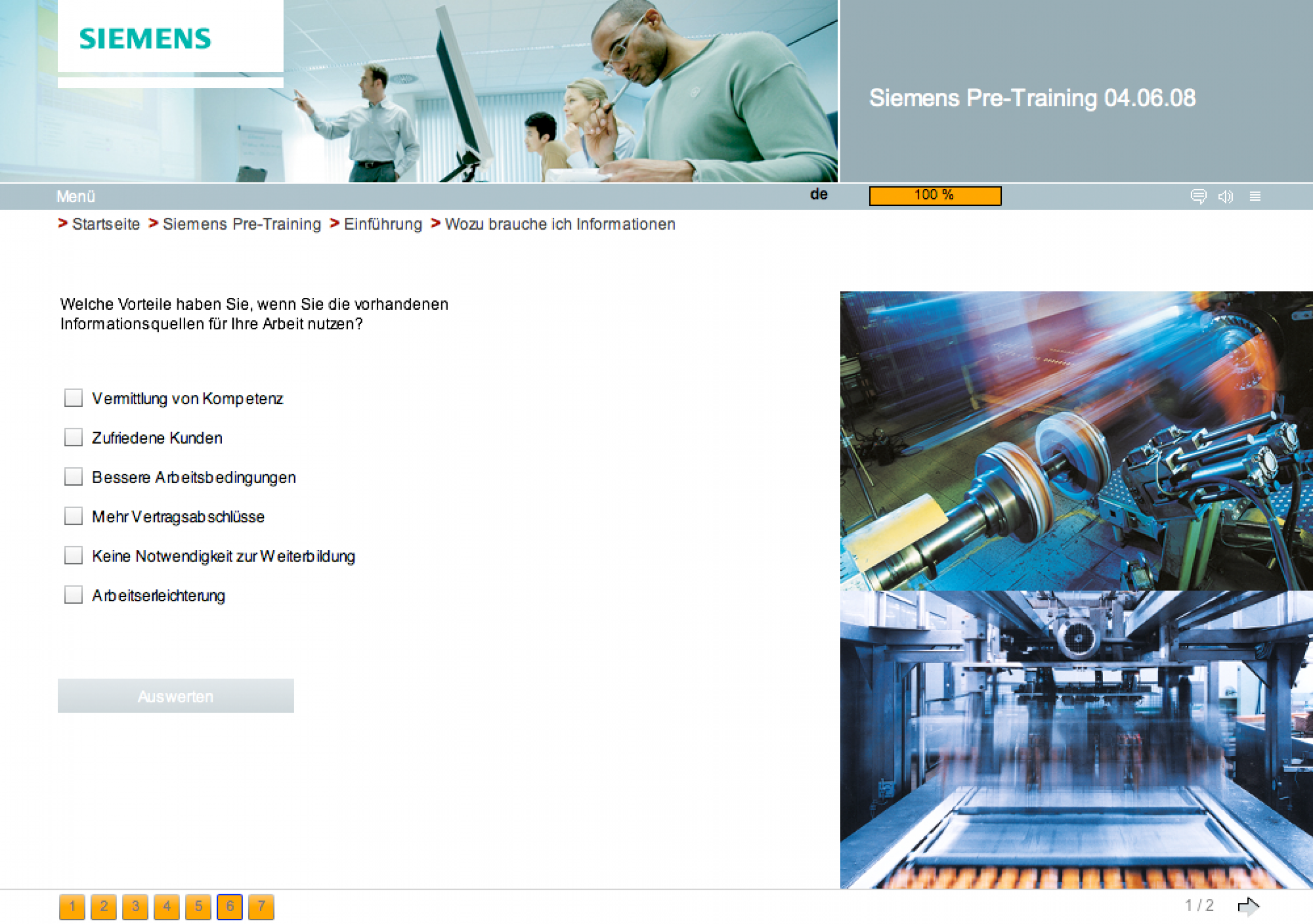 Screen Design und Programmierung für Siemens Pre-Training