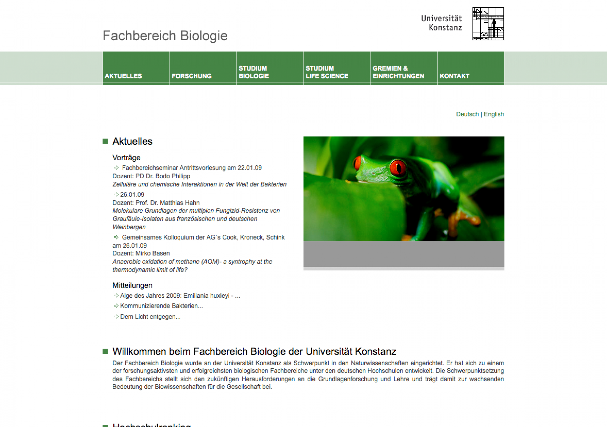 Website Uni Konstanz Fachbereich Biologie