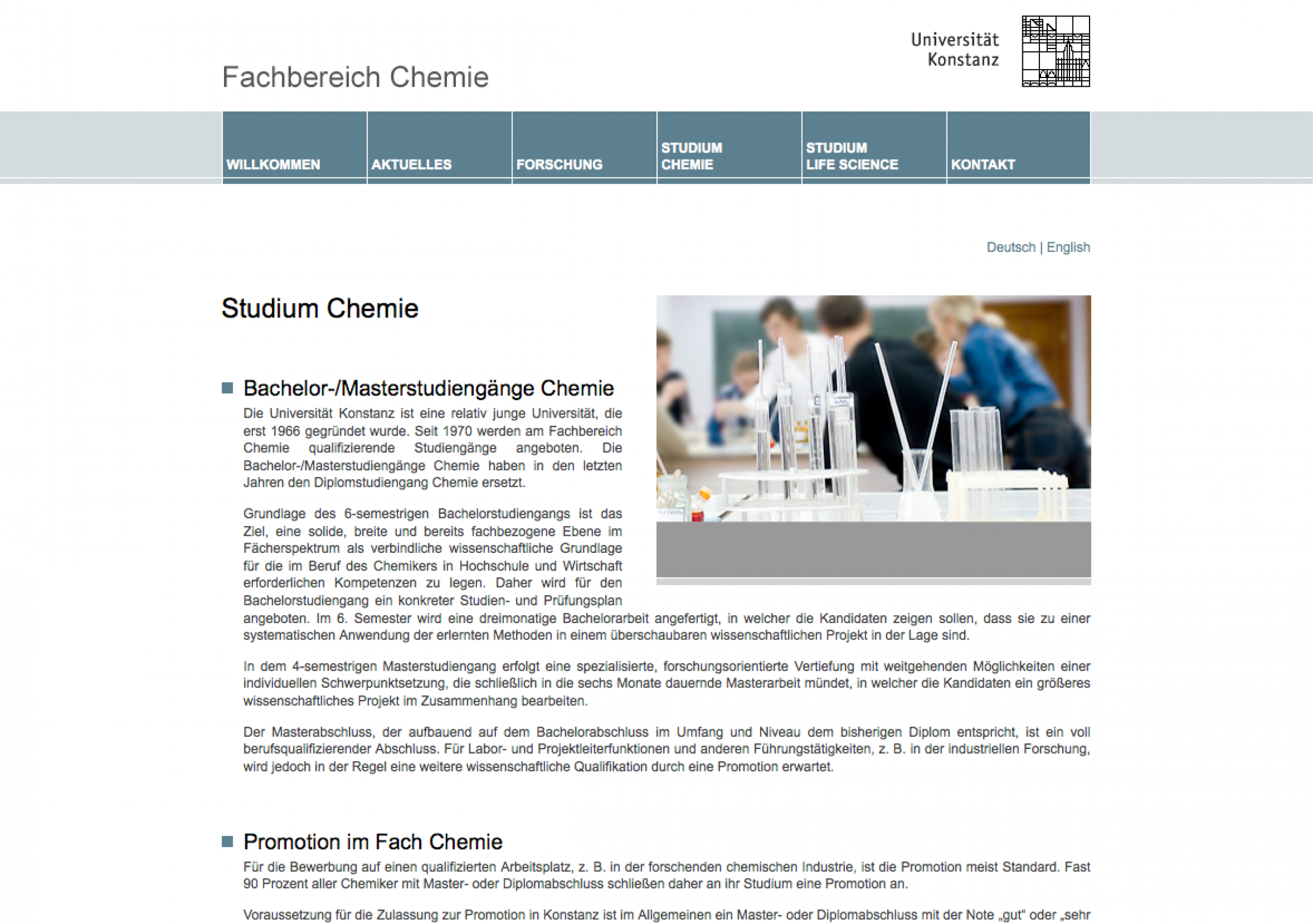 Website Uni Konstanz Fachbereich Chemie