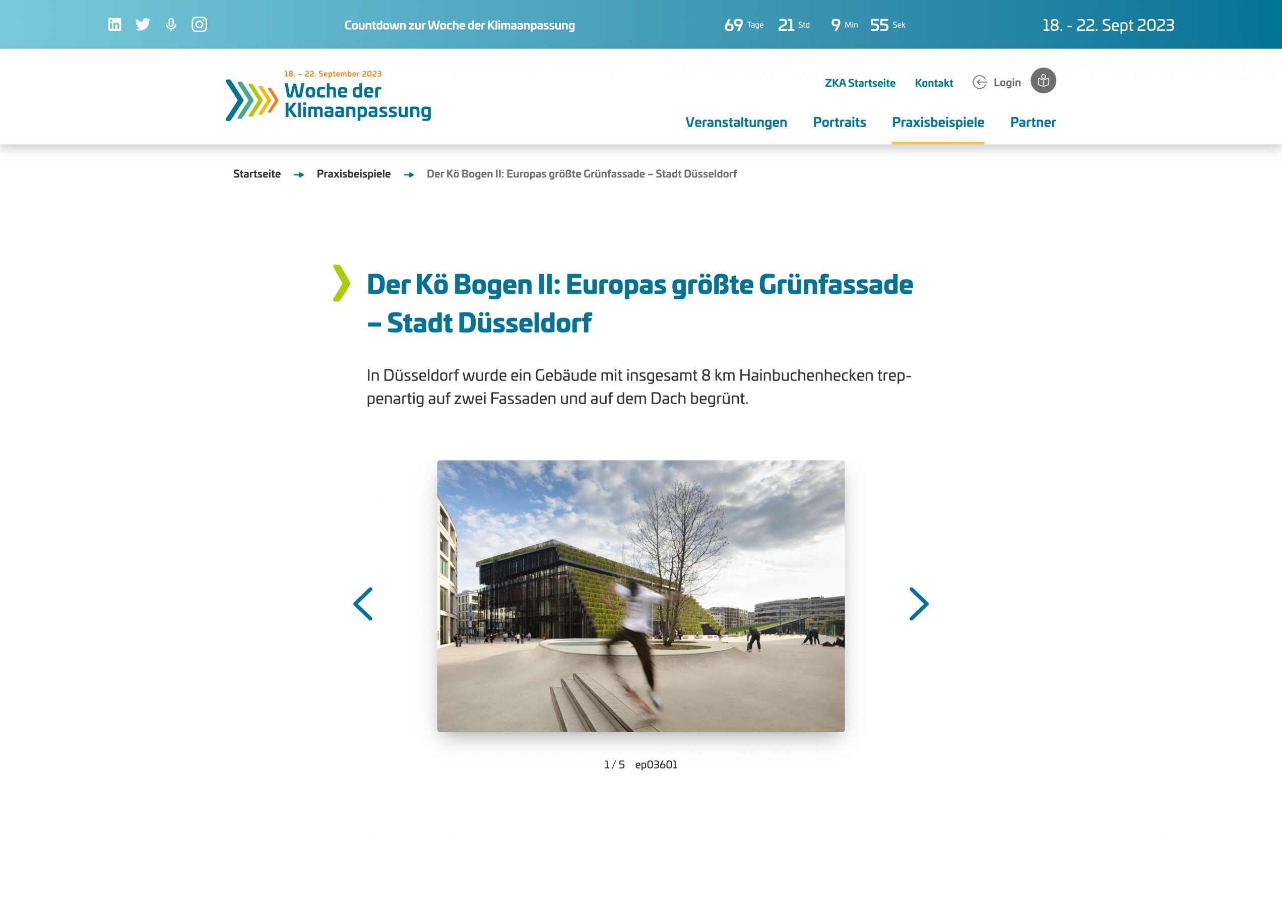 Screenshot: Practical example of climate adaptation