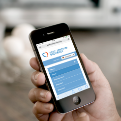iPhone zeigt die responsive Navigation der Website des Herz Zentrums Bodensee