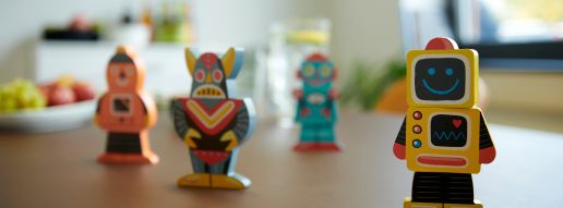 Tojio // Digital agency - Robots 4 robot game pieces on the table at the digital agency Tojio from Constance