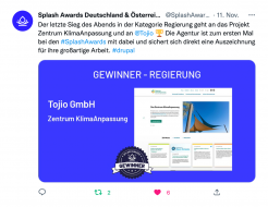 Tojio ist Drupal Award GEWINNER in der Kategorie REGIERUNG.