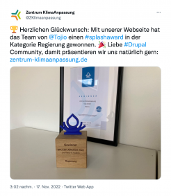Tojio ist Drupal Award GEWINNER in der Kategorie REGIERUNG.