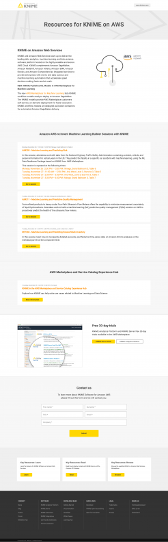 KNIME AWS re-invent landing-page