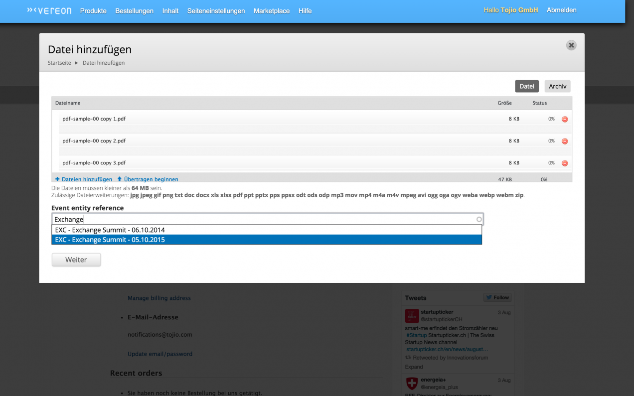 Screenshot: Vereon Backend Screenshot: Vereon Backend