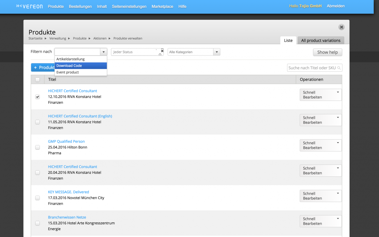 Screenshot: Vereon Backend Screenshot: Vereon