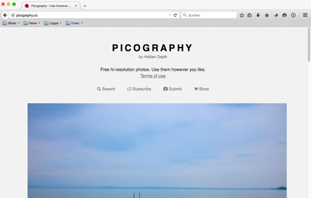 Screenshot der Website Picography