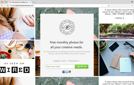 Screenshot einer Website, die Free Stock Images anbietet