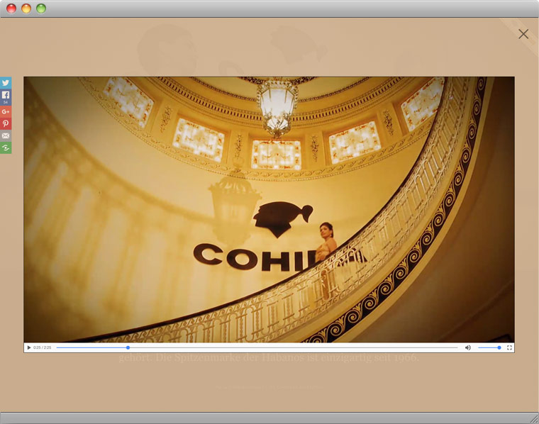 Screenshot Cohiba Jubiläums Landing Page