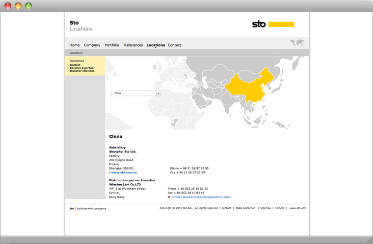 Sto AG Corporate Interactive World Map