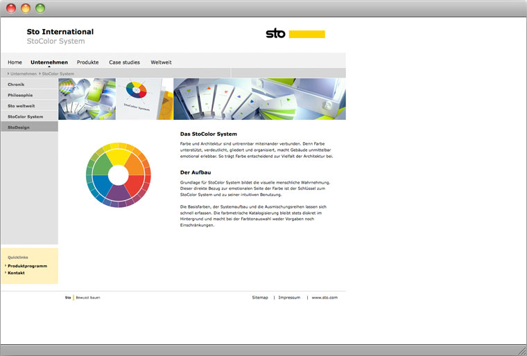 Screenshot Sto AG Corporate International Website