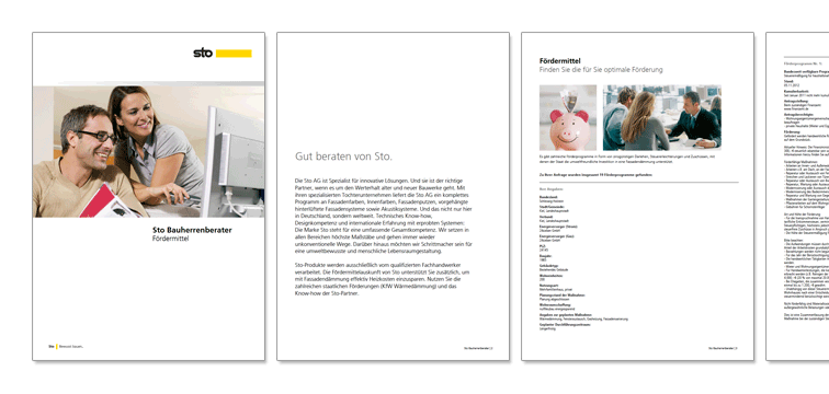 individuell generiertes PDF mit den Ergebnissen der Handwerkersuche nach PLZ im Corporate Design der Sto AG