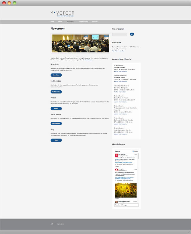 Screenshot Vereon Newsroom