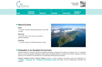 Screenshot Website der Graduiertenschule Chemische Biologie